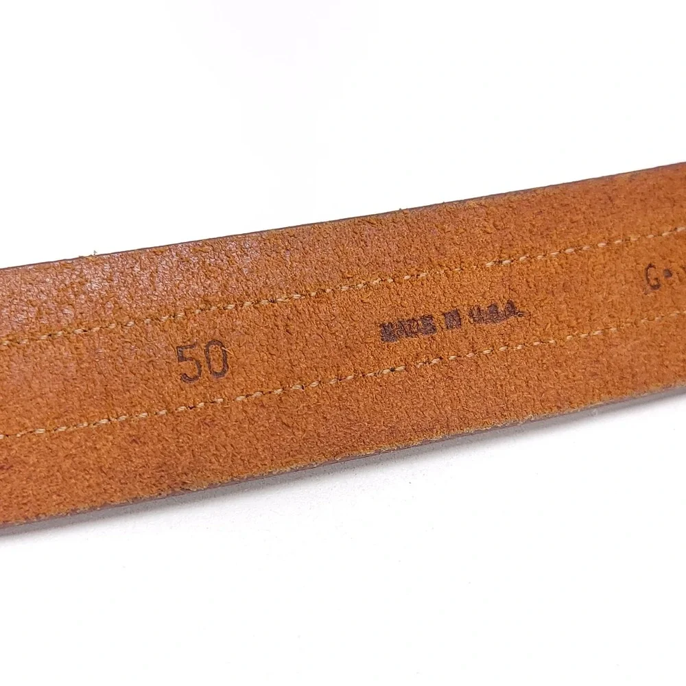 Lejon Mens Leather Belt Genuine Latigo USA‎ Brass Buckle Sz 50